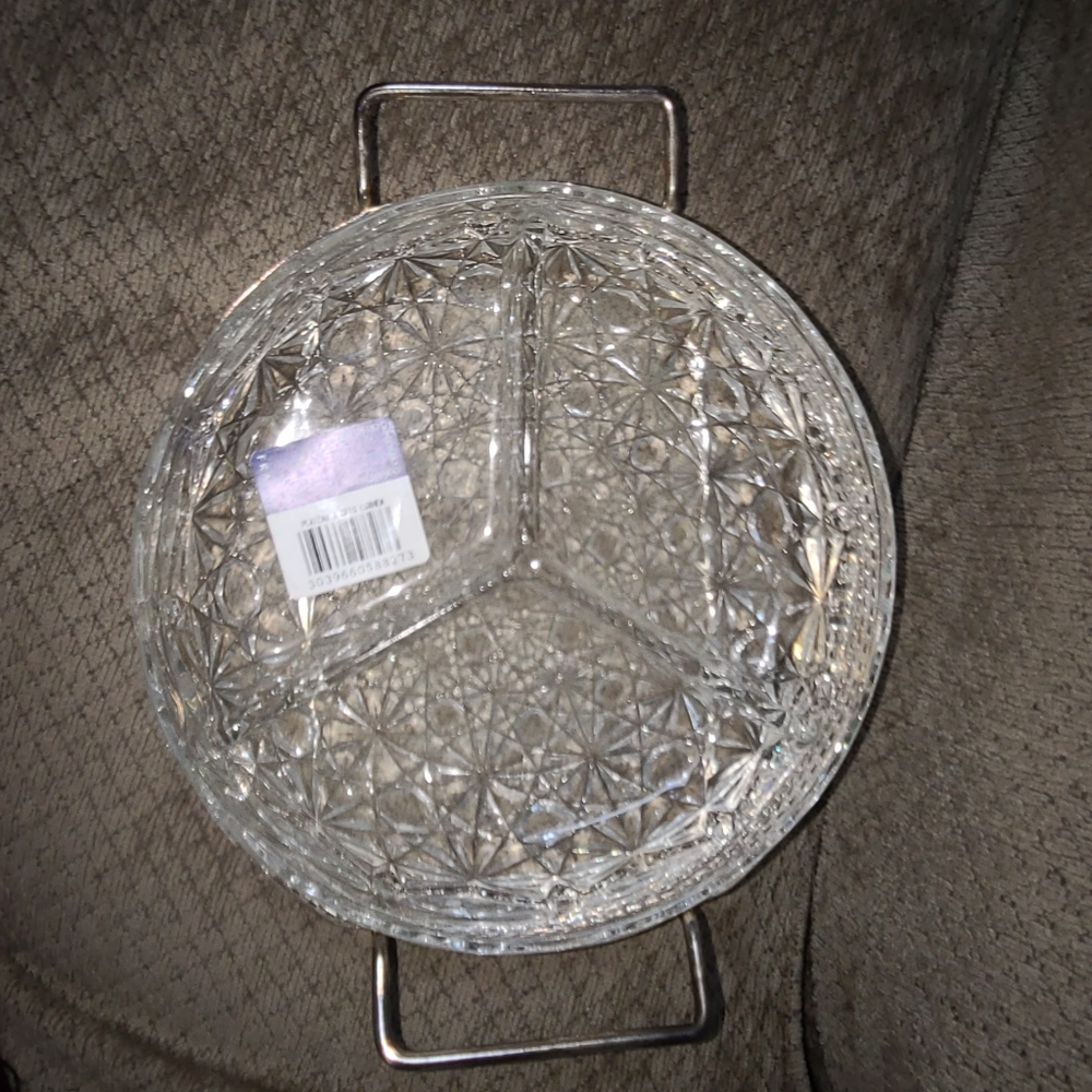 Crescendo divided relish tray with silver plate Holder. NWT in original wrapping